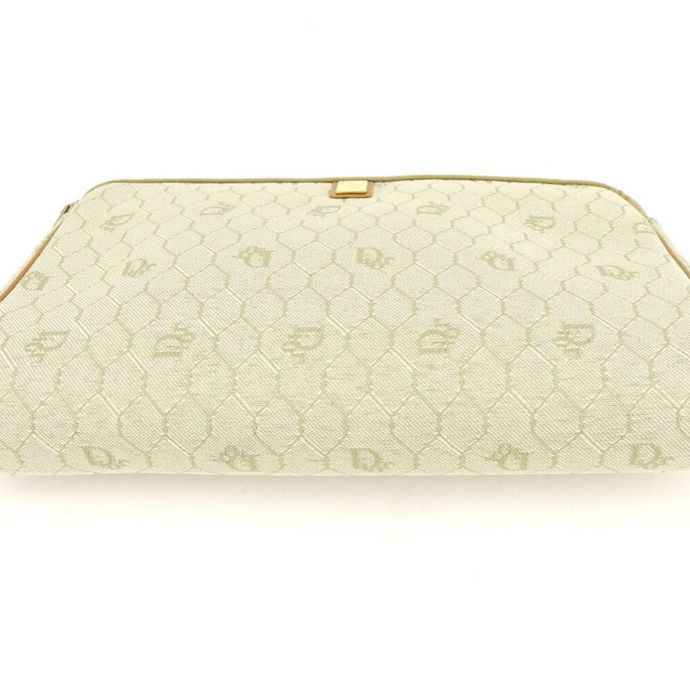 Authentic Dior clutch bag Logo Beige Brown Gold Women Men - Picture 3 of 8